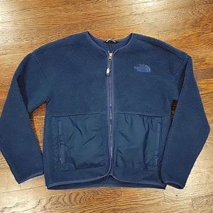 The North face Girls Sherpa Fleece Jacket Size M 10/12 Navy Blue